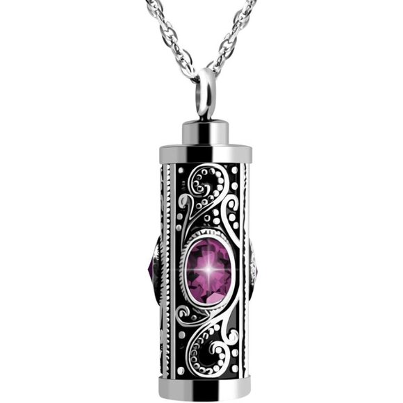 Lightweight Purple Memorial Pendant with Secure Ash Holder - Forever Close - Picture 1 of 7